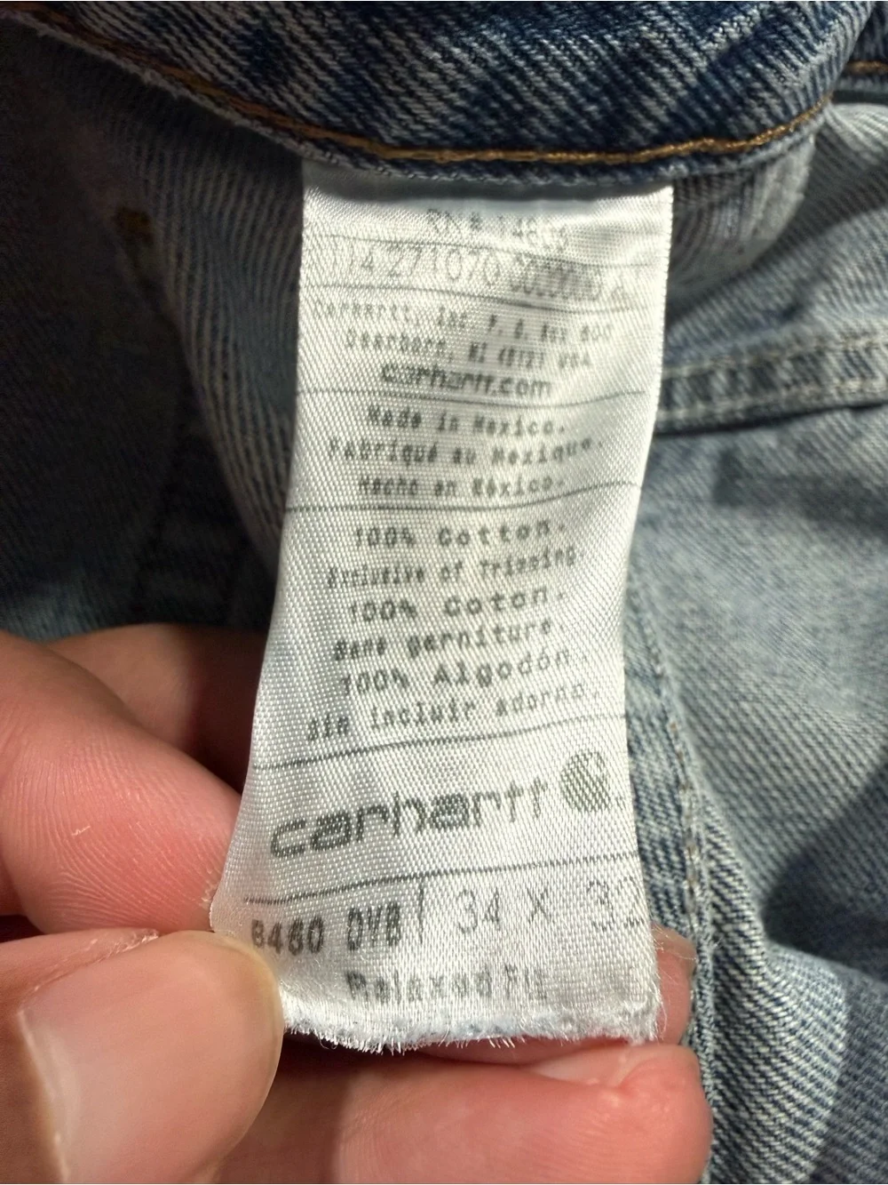 Men’s Carhartt B460 Straight Leg Relaxed Fit Jean Size 34x32